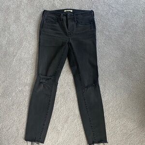 Charcoal Black Skinny Ripped Jeans